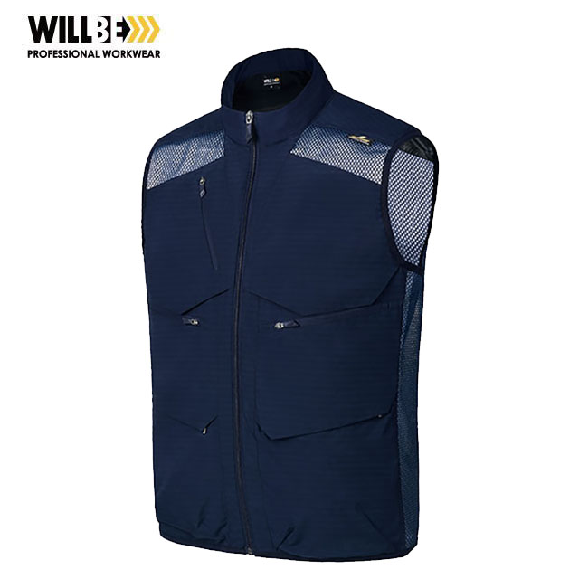 윌비 워크웨어 CT907 춘하복 조끼(네이비-제전)