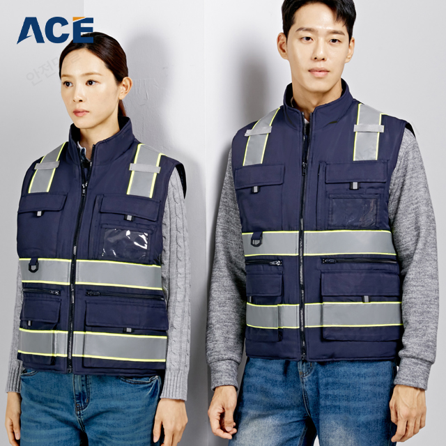 ACE-V3770 에이스 추동복 조끼(네이비-패딩)